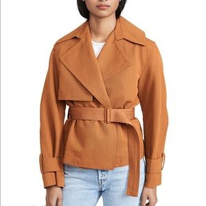 BNWT Vince Cropped Belted Jacket in Dark Sienna